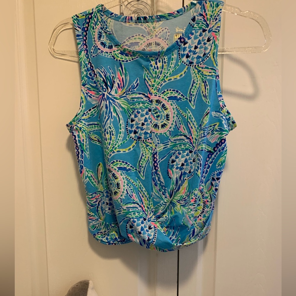 Lilly Pulitzer Crop Athletic sleeveless Top 🍍 Pineapple Print Sz S